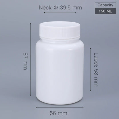 10pcs 20-200ml Plastic HDPE White Empty Seal Bottles, Refillable Pill Vials for Medicine, Capsule, Solid Powder, Reagent Sto…