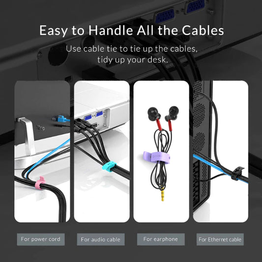 20/12/4PCS Cable Ties Cord Organizer Management Silicone Wire Holder Straps Zip Clips Reusable Tie Wraps Keeperwinder Rubber…