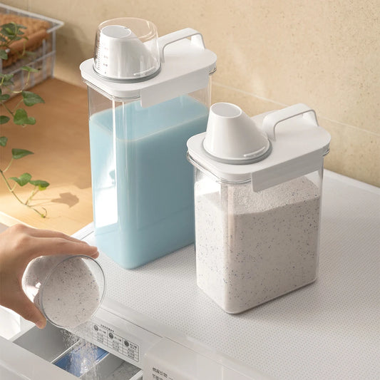 1100/1800/2300Ml Refillable Laundry Detergent Dispenser Empty Tank for Powder Softener Bleach Storage Container with Labels…