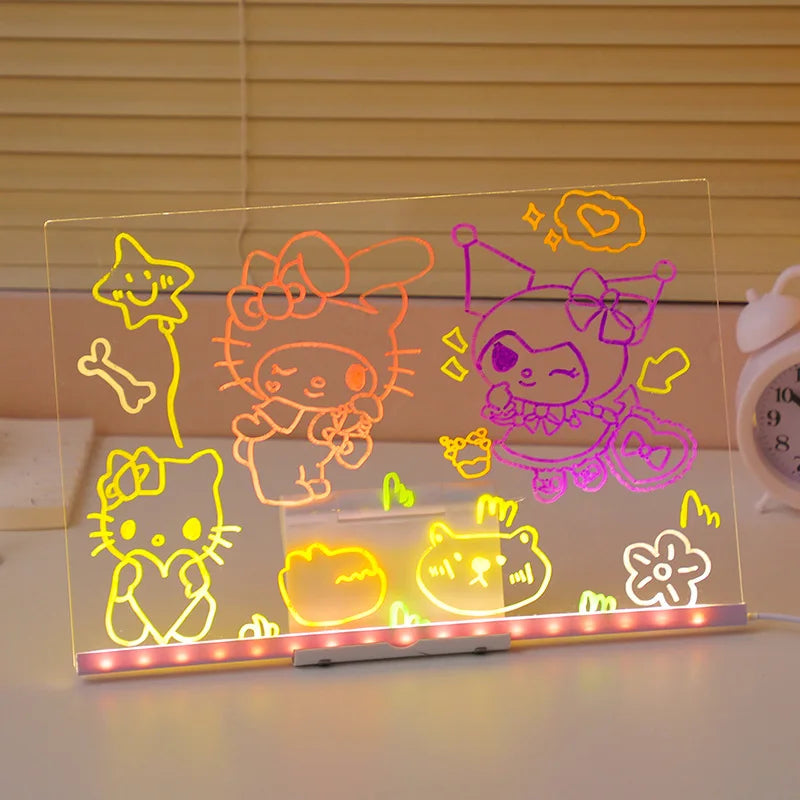 Light Up Acrylic Message Board Rewritable DIY Children's Glowing Drawing Board Message Lamp With 7 Colorful Pens - image 6