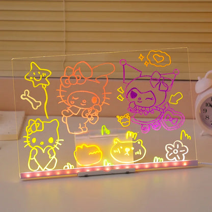 Light Up Acrylic Message Board Rewritable DIY Children's Glowing Drawing Board Message Lamp With 7 Colorful Pens - image 6