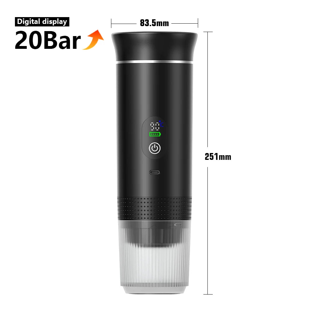 Wireless Electric Portable Espresso Coffee Machine for Car & Home Camping Coffee Maker 3-in-1 Capsule Powder Travel Coffee M…