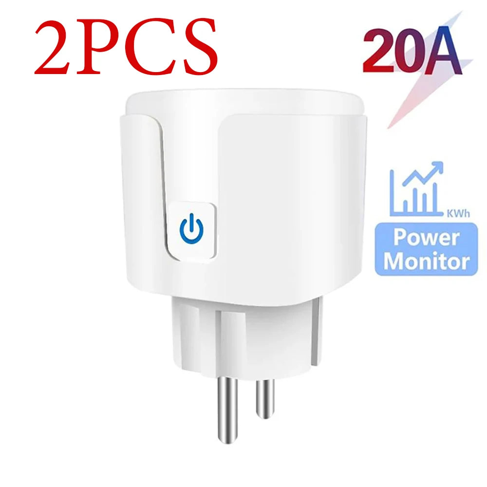 WiFi Smart Plug 16A/20A EU Smart Socket With Power Monitoring Timing Function Works with Tuya Smart Life App Voice Control -…