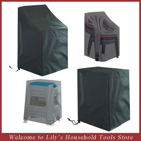 Stacked Chair Dust Cover Outdoor Garden Patio Furniture Protector Cover Waterproof Dustproof Chaircover Rain Cover Chair Sofa