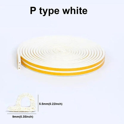 5m/10m Door Seal Strip Diep Self-adhesive Draft Stopper Tape Window Weather Stripping Insulation Noise Rubber Sealing Strip…
