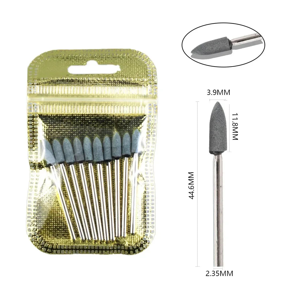 10pcs Diamond Milling Cutter Nail Drill Bits Set For Manicure Accessory Pedicure Eletric Machine Nail Bit Brush Burr Tools -…