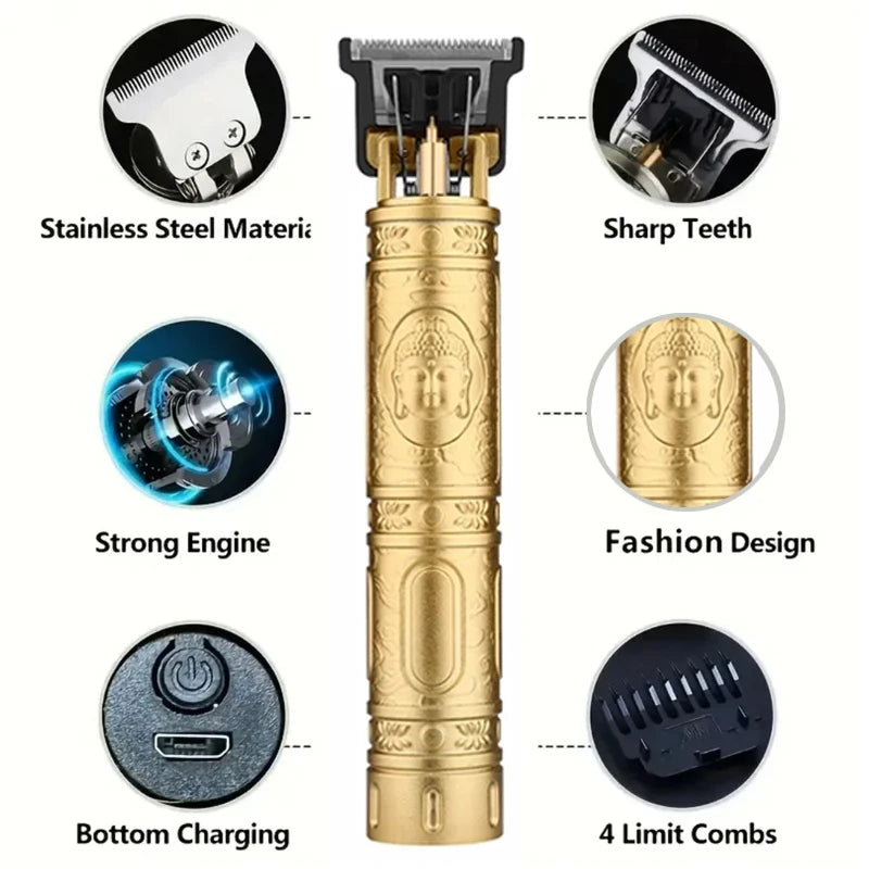Carving Hair Clipper Professional Hair Cutting Machine Barber Rechargeable Hair Trimmer Metal Haircut Machine Clipper for Me…