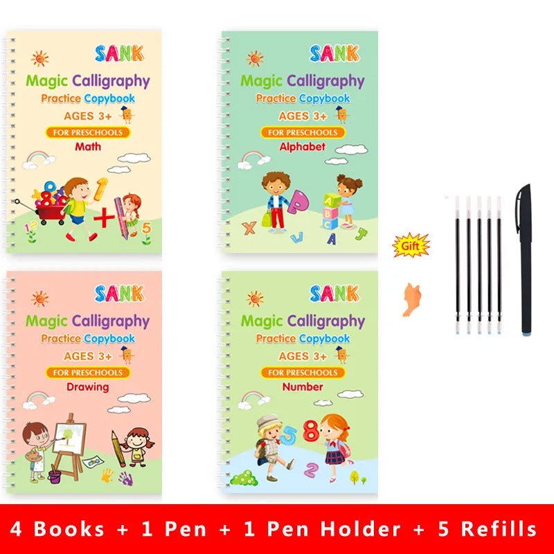 Sank Magic Practice Copybook Pen Preschools Kids Calligraphy English Verison Free Wiping Children Reusable Writing Book - im…