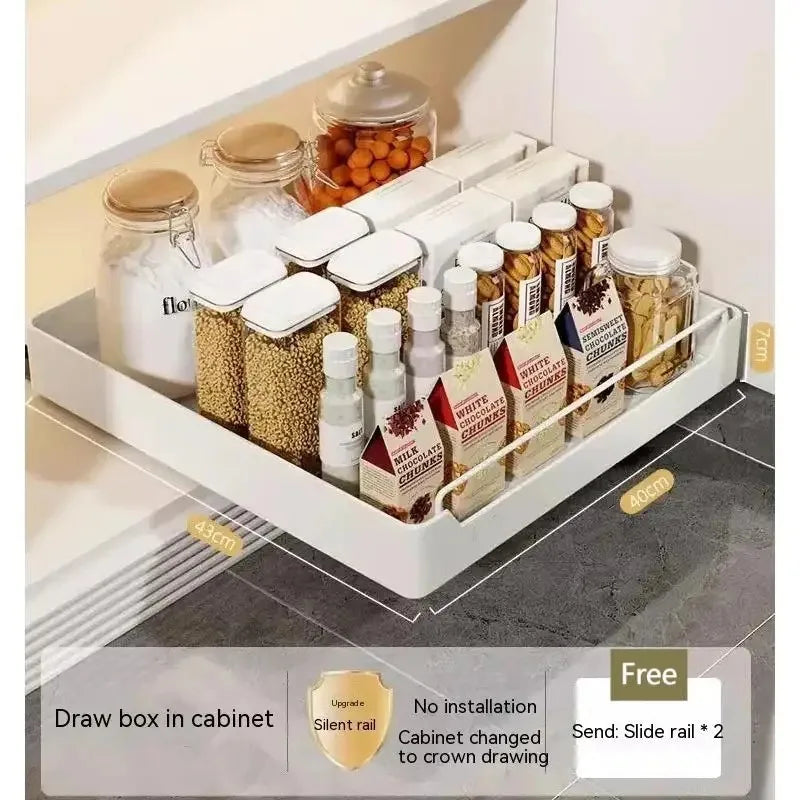 Kitchen Storage metal holdetr with Slide Rails Pull-out Drawer Storage Tray Spice Storage Rack Cabinets Organizer - image 9