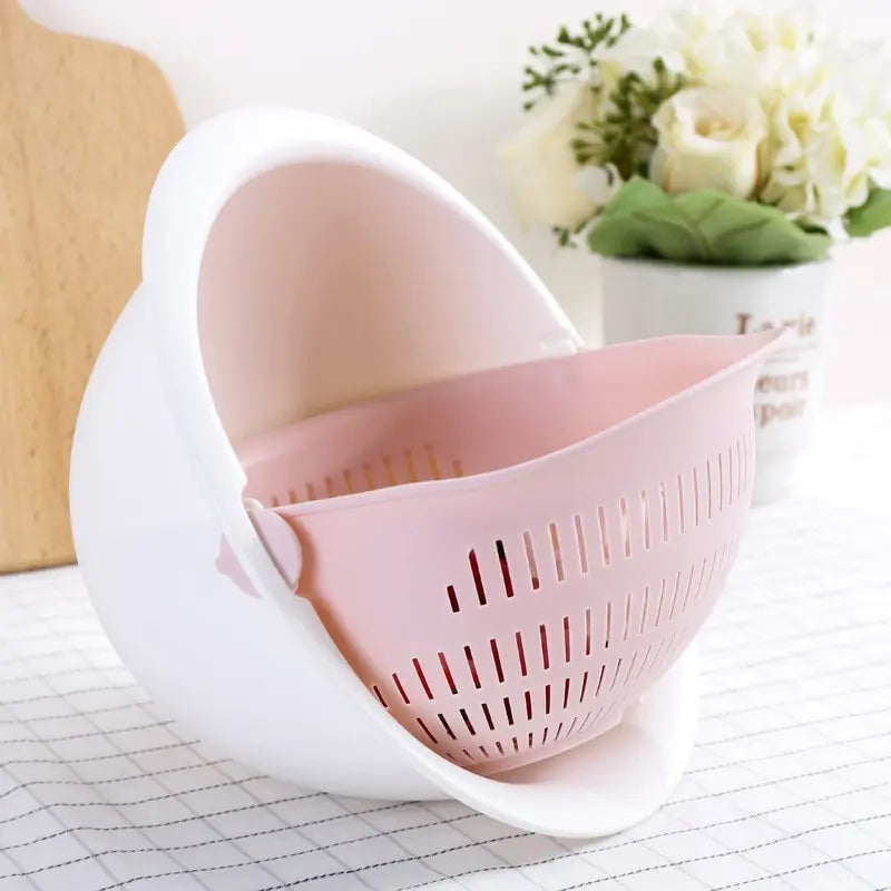Kitchen Fruit Tray Removable Double Layer Fruit And Vegetable Basin Draining Basket Creative Household Rotating Washing Bask…