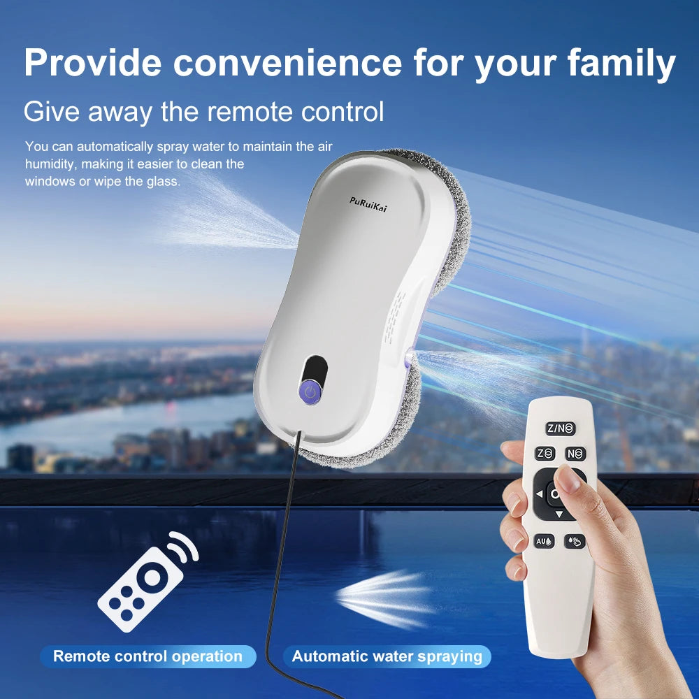 PuRuiKai Portable Window Cleaning Robot,Intelligent Cleaning with Dubbele Nozzle Water Sprayer, Remote Control - image 4