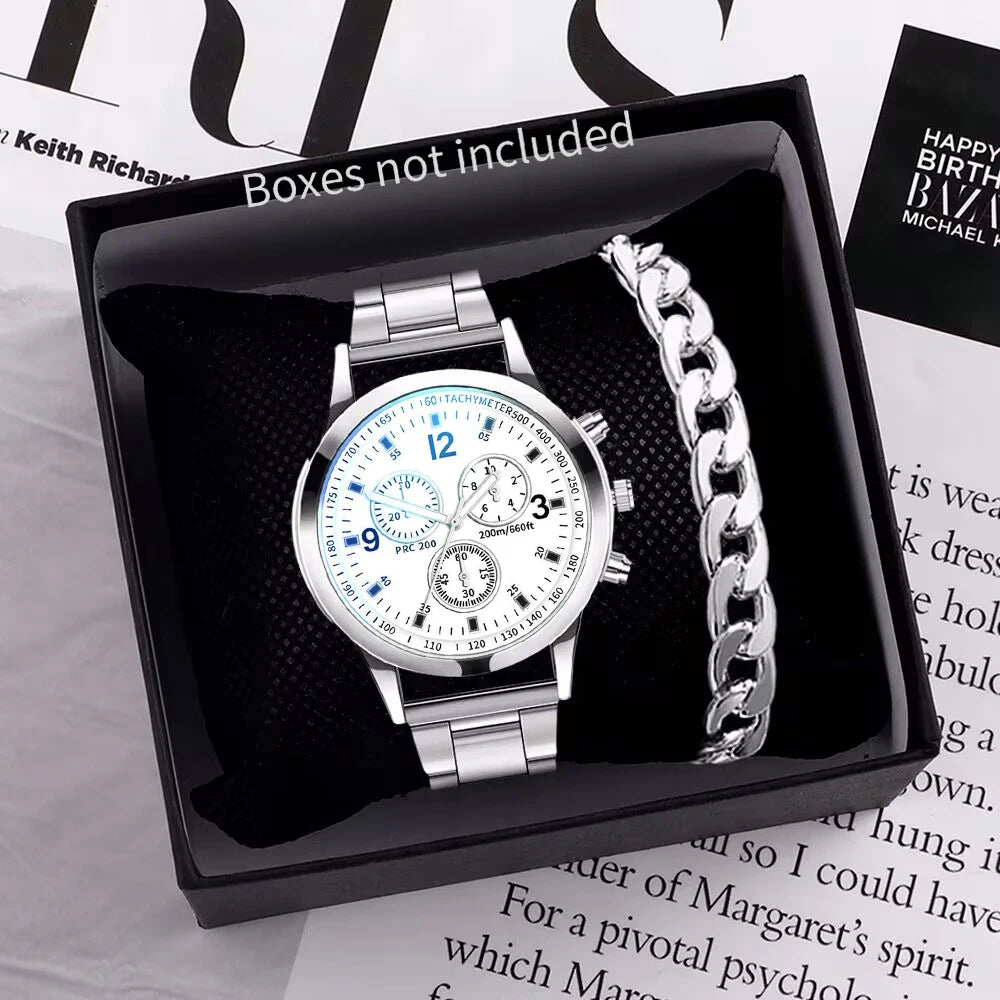 1/2PCS Men Business Watches Fashion Men's Steel Band Quartz Watch with Bracelet（Box not Included） - image 2