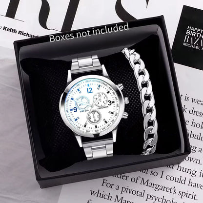 1/2PCS Men Business Watches Fashion Men's Steel Band Quartz Watch with Bracelet（Box not Included） - image 2