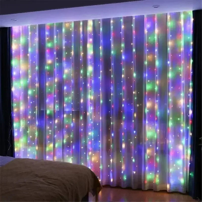 3/4/6m Curtain 100/600LEDString Lights Garland USB Festoon Remote Control Fairy Garland Lights Christmas Decoration Bedroom…