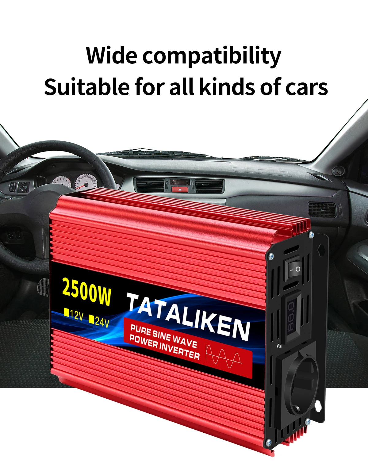 Inverter Pure Sine Wave 2500W/3500W/4500W/5000WDC 12V/24V to AC 220V 230V Voltage Transfer Converter Charging Adapter EU Soc…