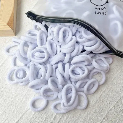 50/100Pcs Colorful Basic Nylon Ealstic Hair Ties for Girls Ponytail Hold Scrunchie Rubber Band Kid Fashion Hair Accessories…