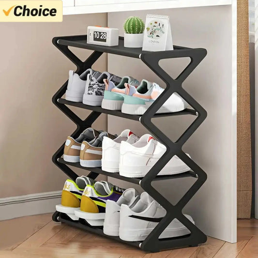Hot 4-Tier X-Type Shoe Storage Rack, Dorm Rooms Multifunctional X-shaped Dust-proof Storage Rack for Entryways Hallways Bedr…