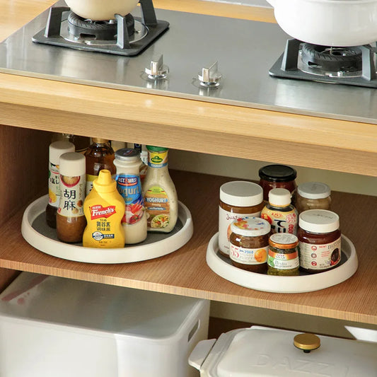 1/4Pcs 360 Rotatable Anti Sliding Kitchen Condiment Rotatable Storage Rack Tableware Cabinet Round Multi Functional Storage…