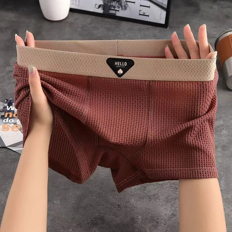 1pcs Men's Boxer Shorts Ice Silk Underwear Plus Size Underpants Breathable Sexy Slim Panties Air-conditioned Lingerie Wholes…