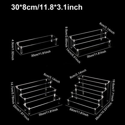 1-4 Tier Acrylic Display Stand Durable Display Rack For Cupcake Perfume Doll Transparent Trapezoidal Blind Box Storage Shelf…
