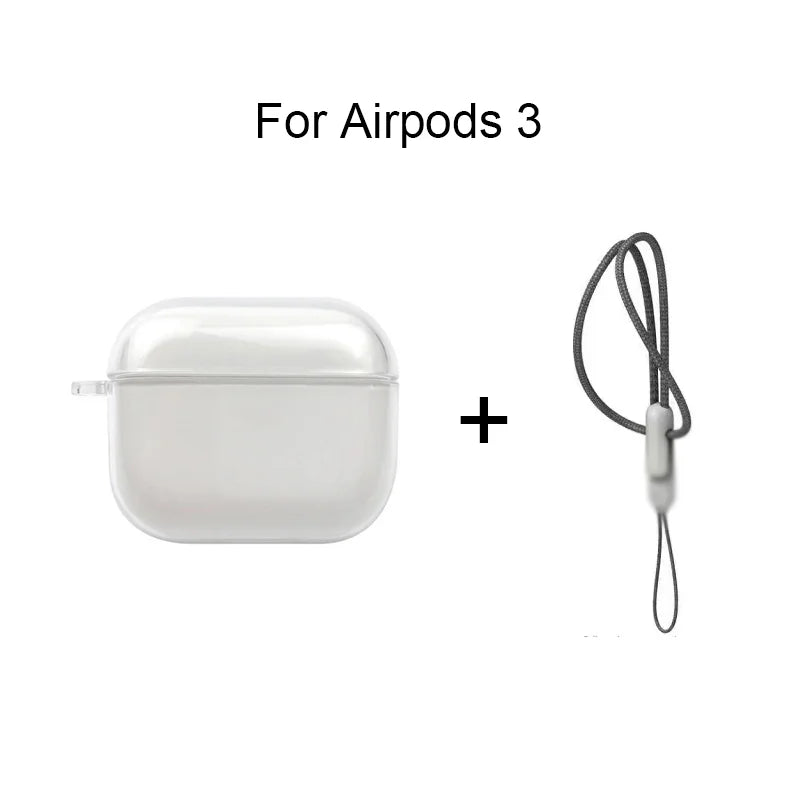 Clear Soft TPU Earphone Case for Airpods 4 3 2 1 Pro Pro2 Pro 3 Shockproof with Lanyard Strap for Airpods 4 Charging Case Co…