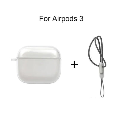 Clear Soft TPU Earphone Case for Airpods 4 3 2 1 Pro Pro2 Pro 3 Shockproof with Lanyard Strap for Airpods 4 Charging Case Co…