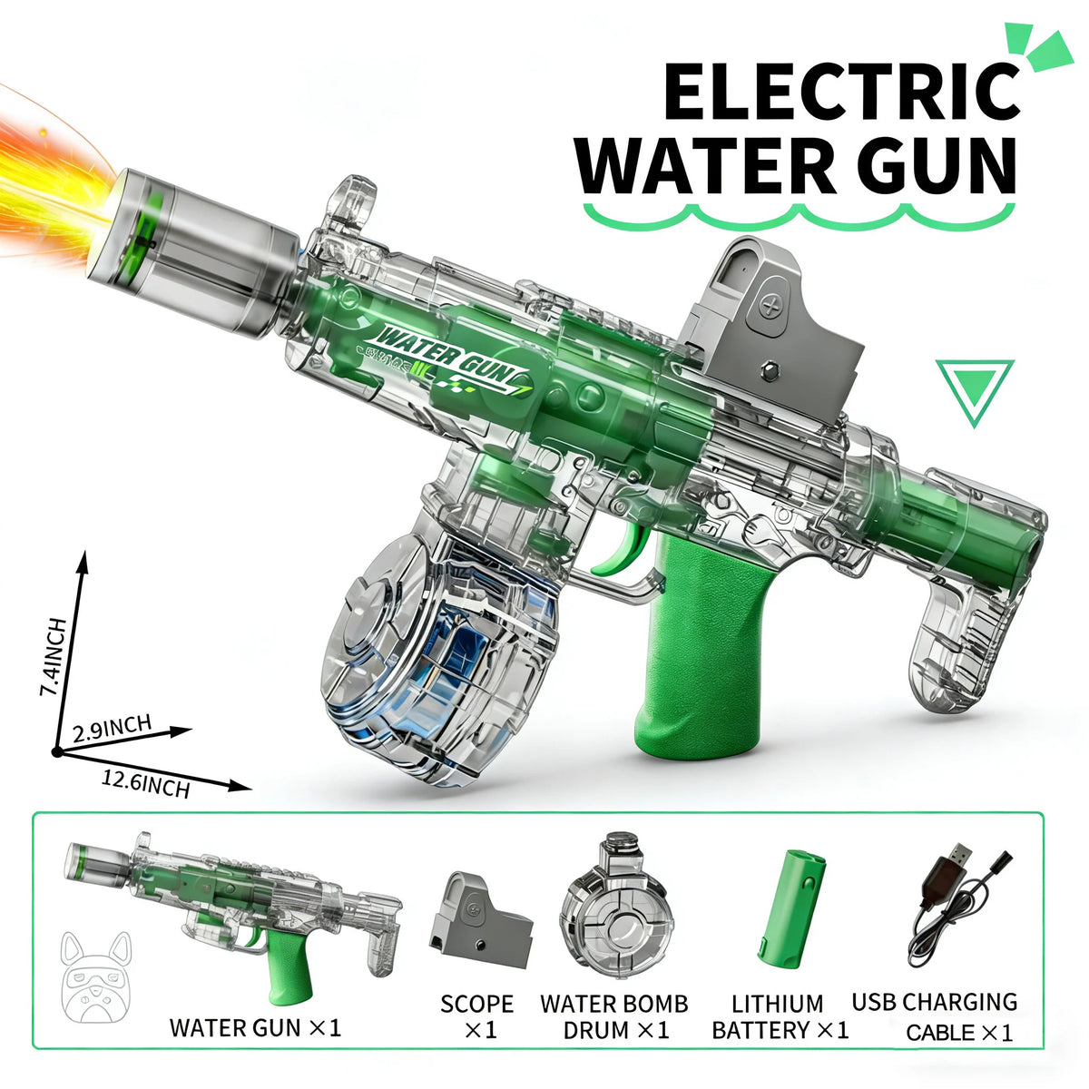 Simulated Firing and Recoil Electric Water Gun Toys Children Automatic Sensor Lights Water Pistol Summer Outdoor Beach Kids…
